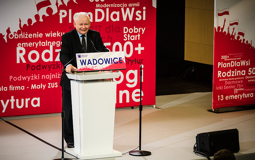 Prezes PiS Jarosław Kaczyński przyjechał do Wadowic na konwencje wyborczą